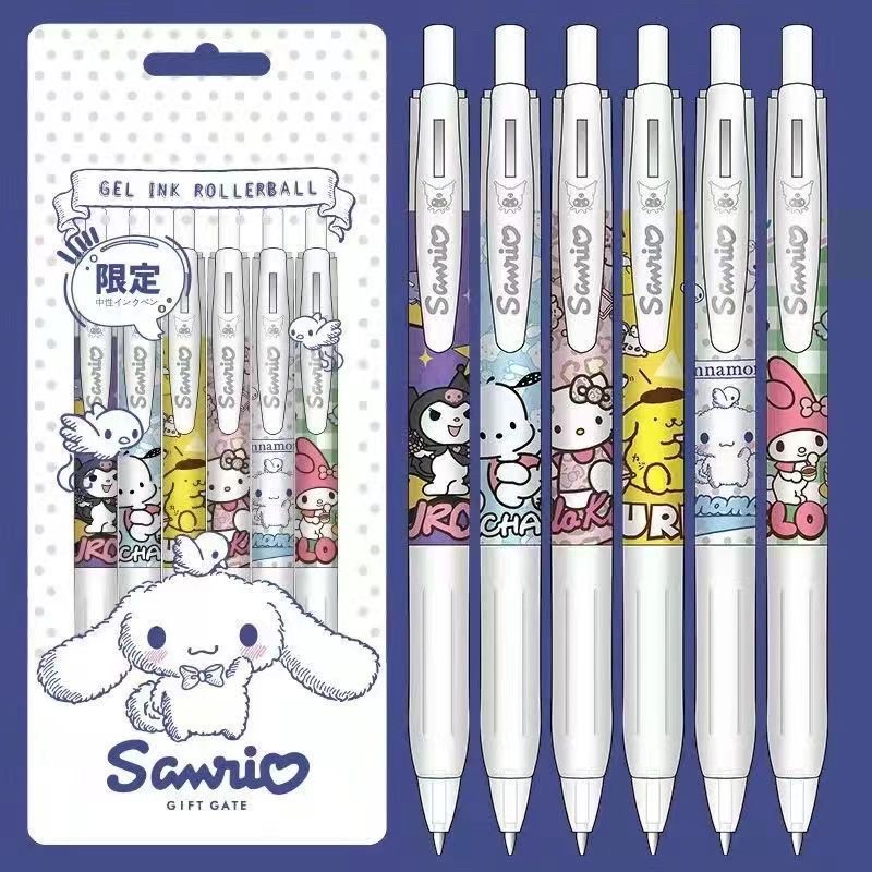 Túi 6 chiếc bút bi bấm hoạt hình Sanrio siêu đẹp