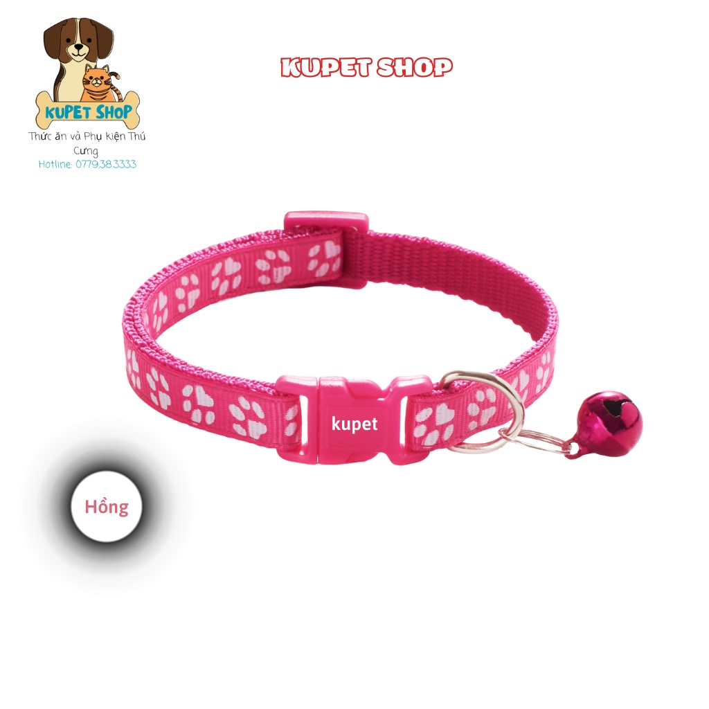 Vòng Cổ Cho Chó Mèo Chuông Bấm In Hình Dấu Chân - KUPETSHOP