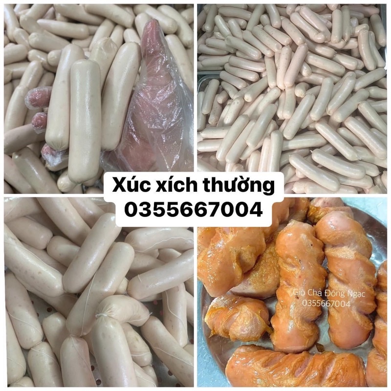 Túi 0,5kg 11-12 chiếc xúc xích nhà làm thơm ngon, không chất bảo quản, thịt tươi 100%