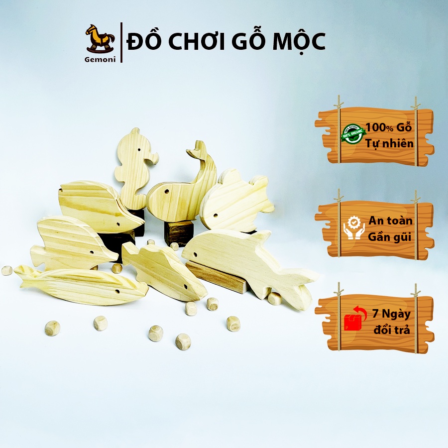 Combo Cá Gỗ Mộc Đồ Chơi Cho Bé Tô Màu - Đồ Chơi Gỗ Gemoni.