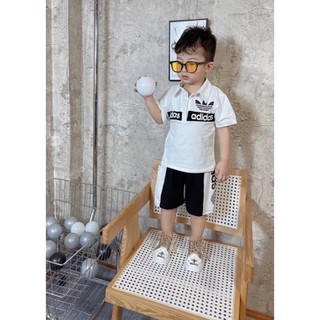 Set bộ cộc tay cổ trụ size đại thể thao cho bé diện hè