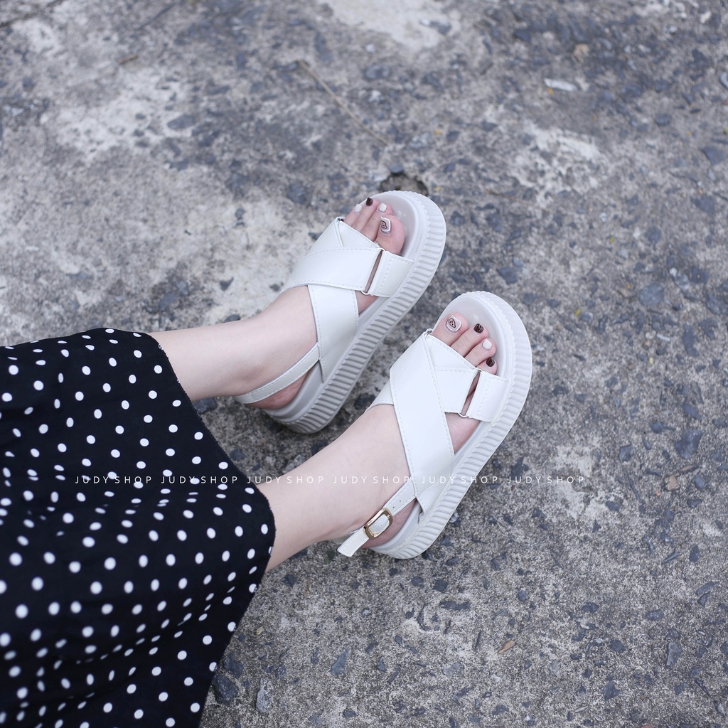 Giày Sandal Đế Bánh Mì Quai Chéo Đế Su Mềm Cao 4p QCCC