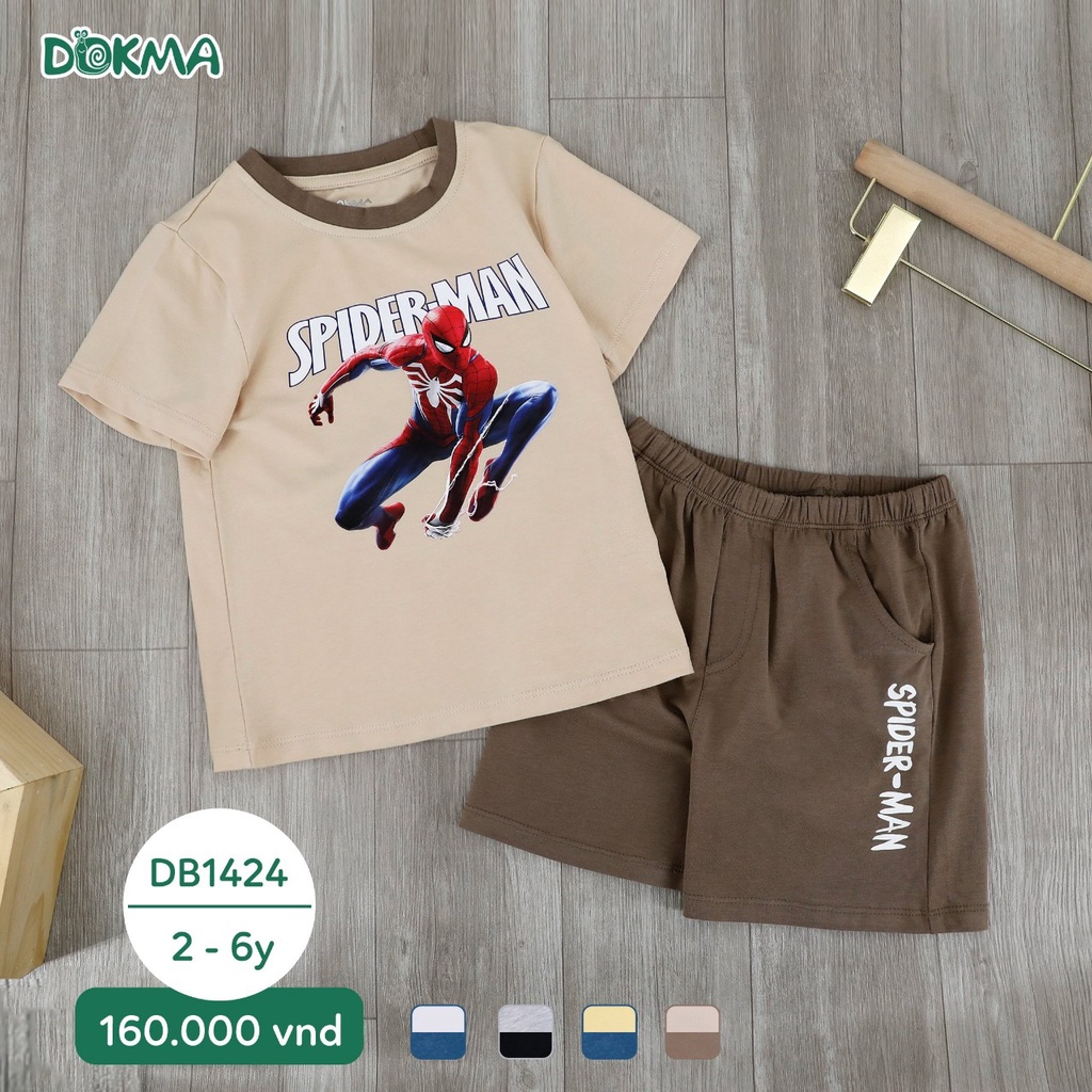 DB1424 Bộ cộc tay cổ tròn cotton siêu nhân bé trai DOKMA KID