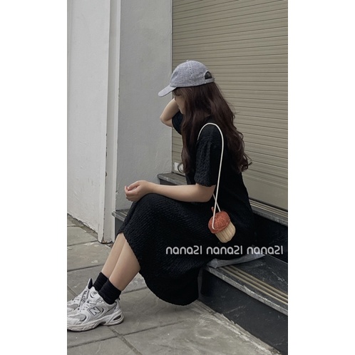 Váy thun trơn xếp nhăn Nana21 Nanastore21