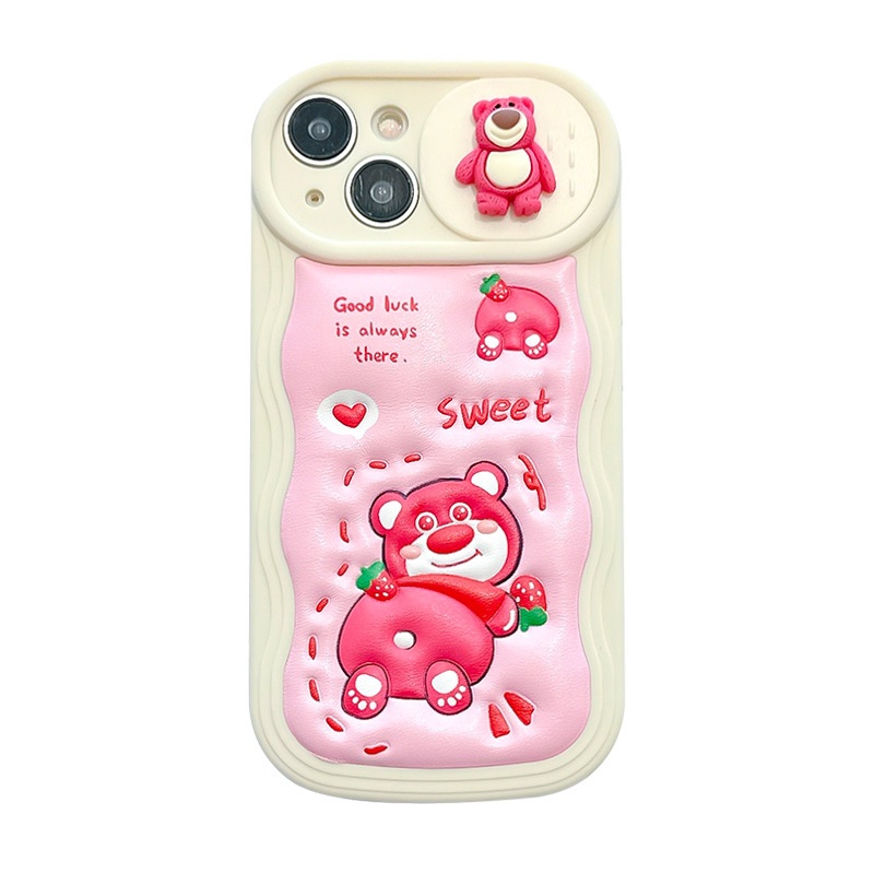 Ốp Điện Thoại Iphone TPU Vỏ Mềm Gấu Dâu Sweet Họa Tiết Dập Nổi Chống Sốc- JERRY SHOP