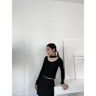 stepbystep - 𝙗𝙞𝙗𝙞 𝙡𝙤𝙣𝙜 𝙨𝙡𝙚𝙚𝙫𝙚 𝙩𝙤𝙥 áo tay dài kèm dây choàng cổ
