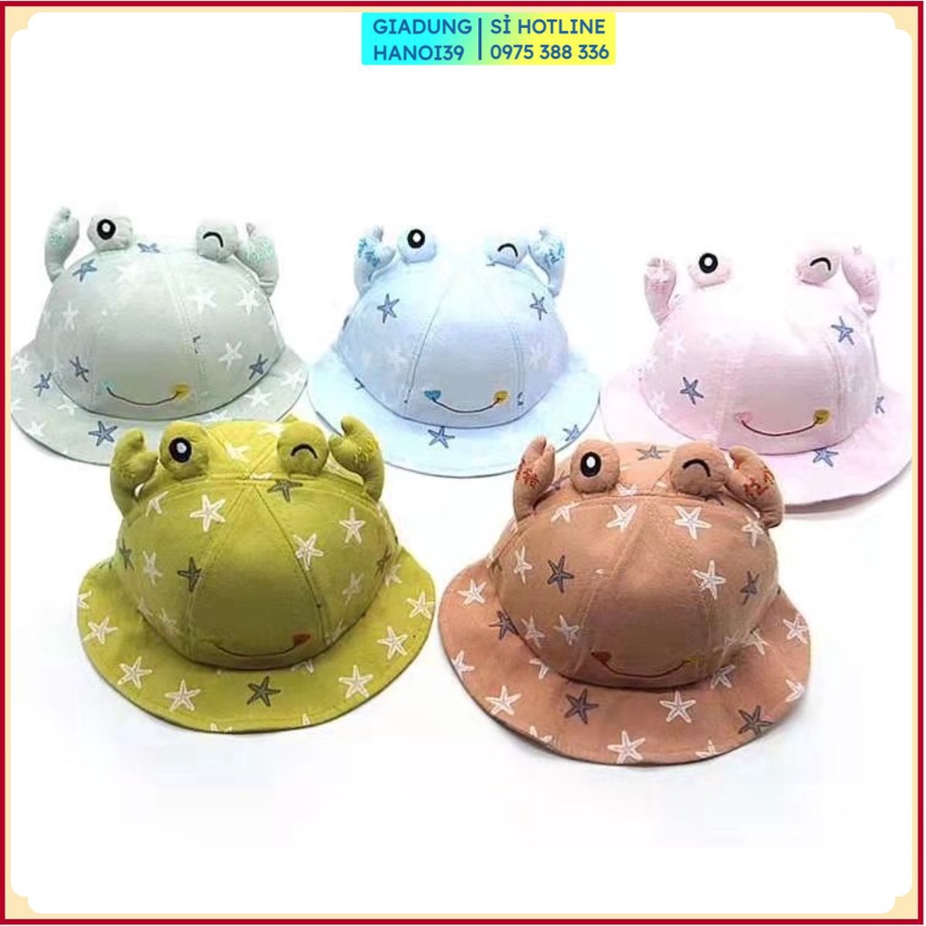 PVN42925 - #Mũ chống nắng thời trang vành tròn hình cua đáng iu cho bé trai và bé gái