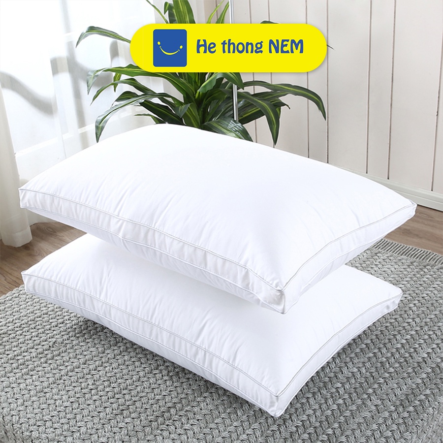 Ruột Gối Lông Vũ SERENA Cao Cấp - Ruột Gối Bông Mềm Nằm Thấp Dễ Ngủ Ngon Chống Ngáy Đau Mỏi Cổ Vai Gáy Cho Người Lớn