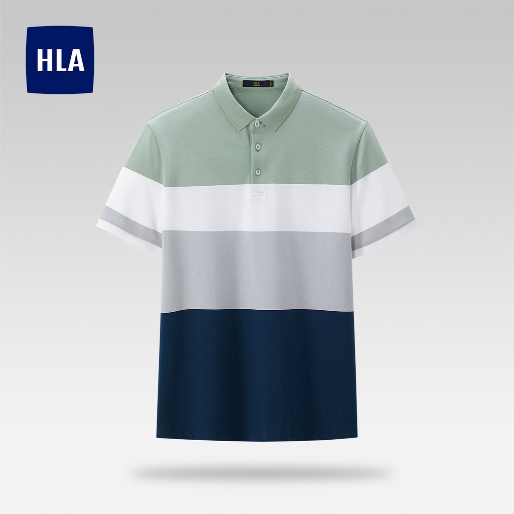 HLA - Áo POLO nam tay ngắn phối màu cao cấp Basic contrasting color Polo shirt