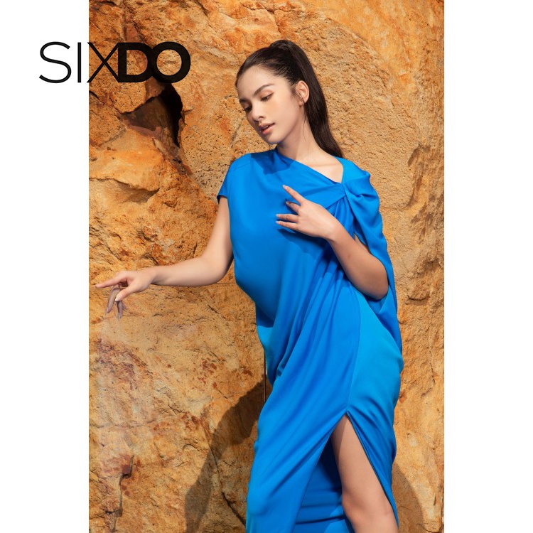 Đầm lụa midi xẻ tà sườn thời trang SIXDO (Split-side Midi Silk Dress)