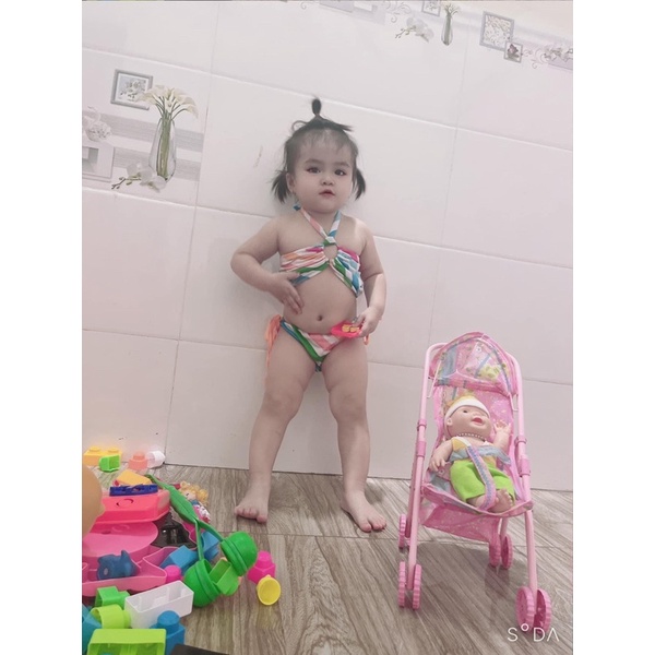 Bikini Cầu Vồng Cho Bé, Đồ Bơi 7 Màu Bé Gái