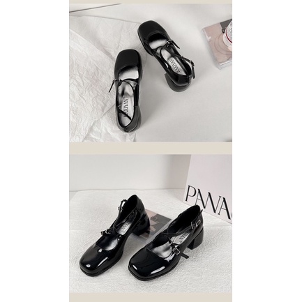 Giày mary jane nữ quai chéo da bóng xinh xắn Giày búp bê nữ quai chéo| D13