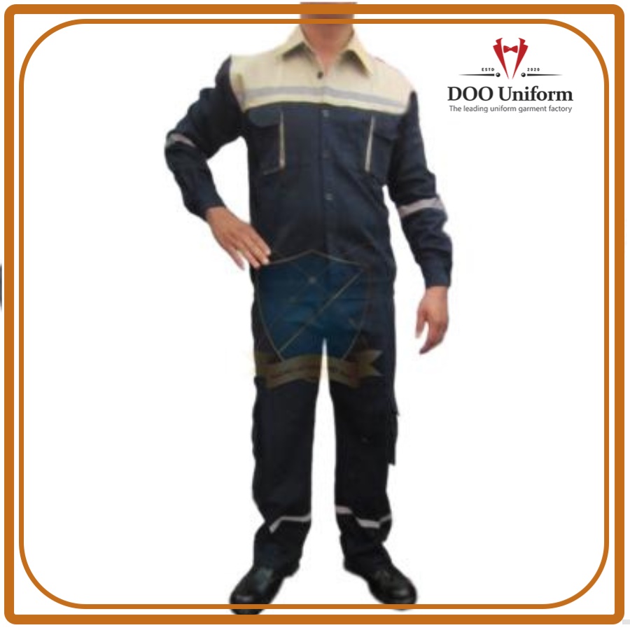 Quần áo bảo hộ lao động pha màu vải bạt dày chống cháy màu tím than