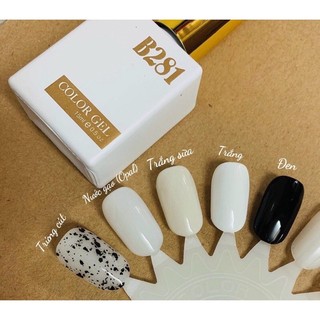 Sơn lẻ b281 gồm 5 màu trắng, trắng sữa, đen, nước gạo, top trứng cút