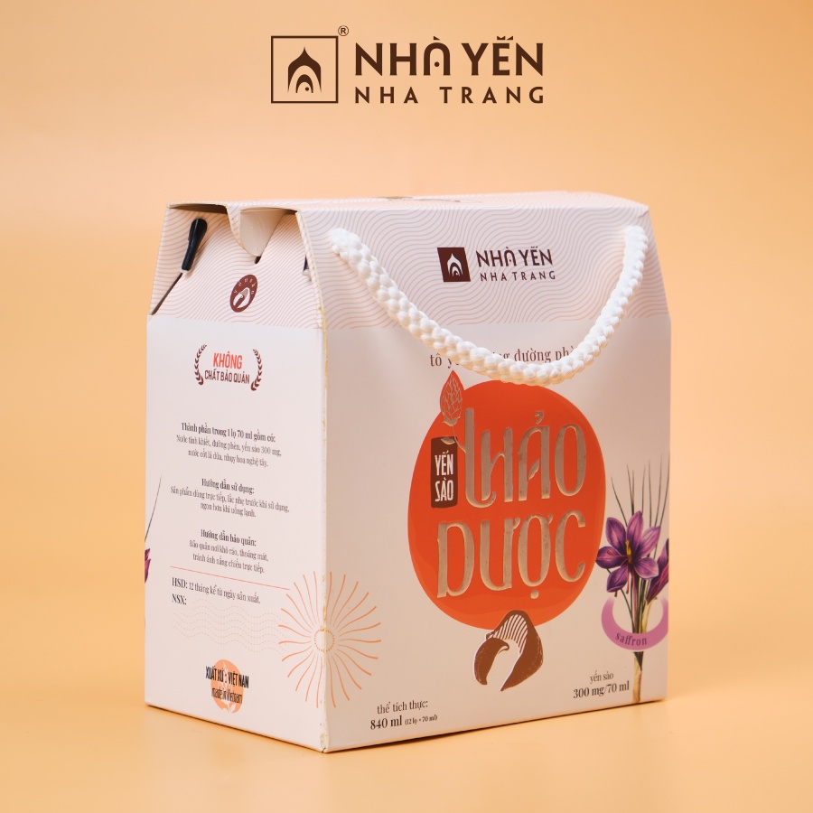 Nước yến chưng đường phèn Nhụy hoa nghệ tây - Nhà Yến Nha Trang - Hộp 12 lọ - Yến chưng sẵn - Tổ yến chưng đường phèn