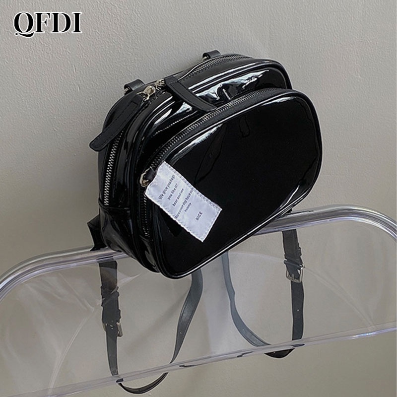 Balo QFDI hình vuông nhỏ màu trơn đơn giản đa năng hàng ngày cho nữ