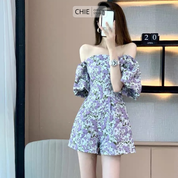 JUMSUIT THIẾT KẾ Doris Jum họa tiết hoa tím CHIE