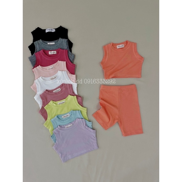 Set bộ quần áo cho bé áo thun cotton 100% áo croptop - quần legging đùi nhiều màu Xún lolakid