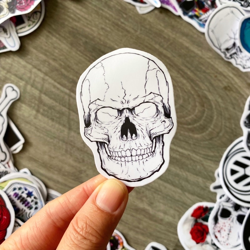 Sticker ĐẦU LÂU - SKULL decal hình dán chống nước trang trí xe, laptop, nón bảo hiểm