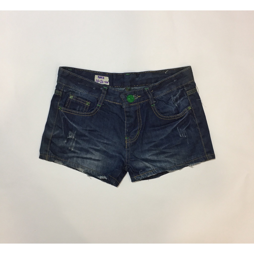 Quần đùi denim nữ phối da nâu chất đẹp