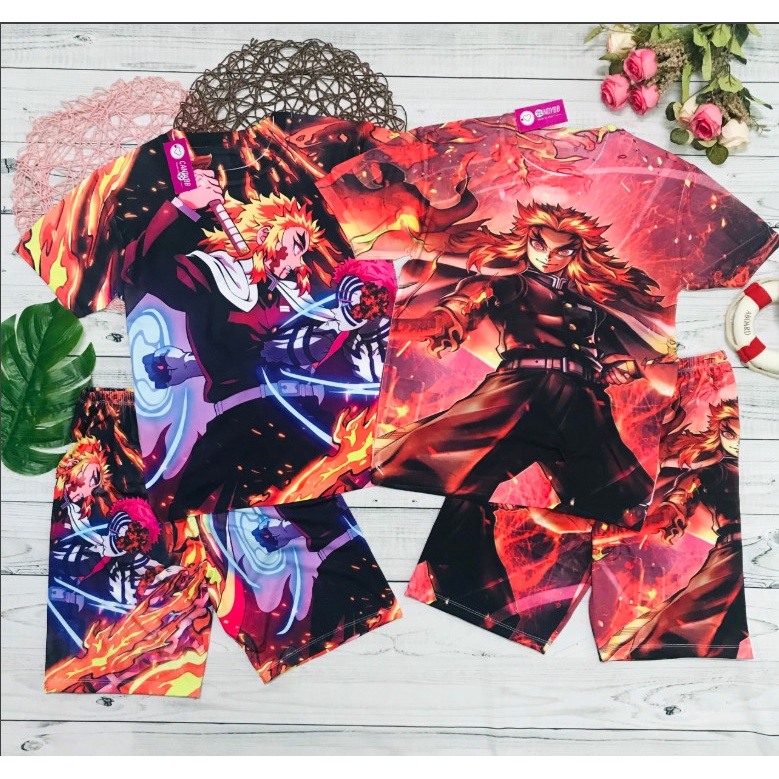 Đồ bộ bé trai, bộ thun lạnh cộc tay in hình Thanh gươm diệt quỷ Kimetsu No Yaiba từ 10kg - 60kg