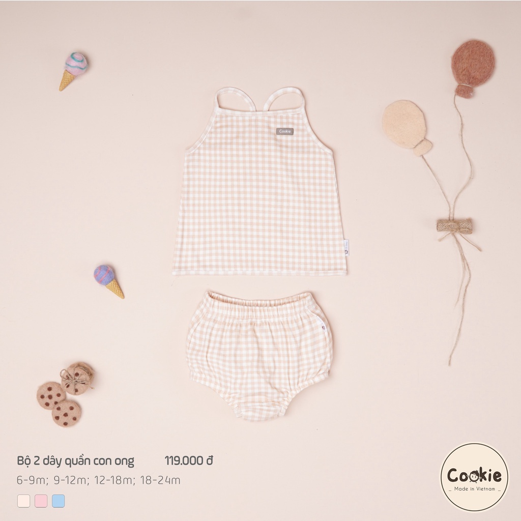 [COOKIE] Bộ quần áo hè trẻ em 2 dây quần con ong size 6-9m & 9-12m & 12-18m & 18-24m