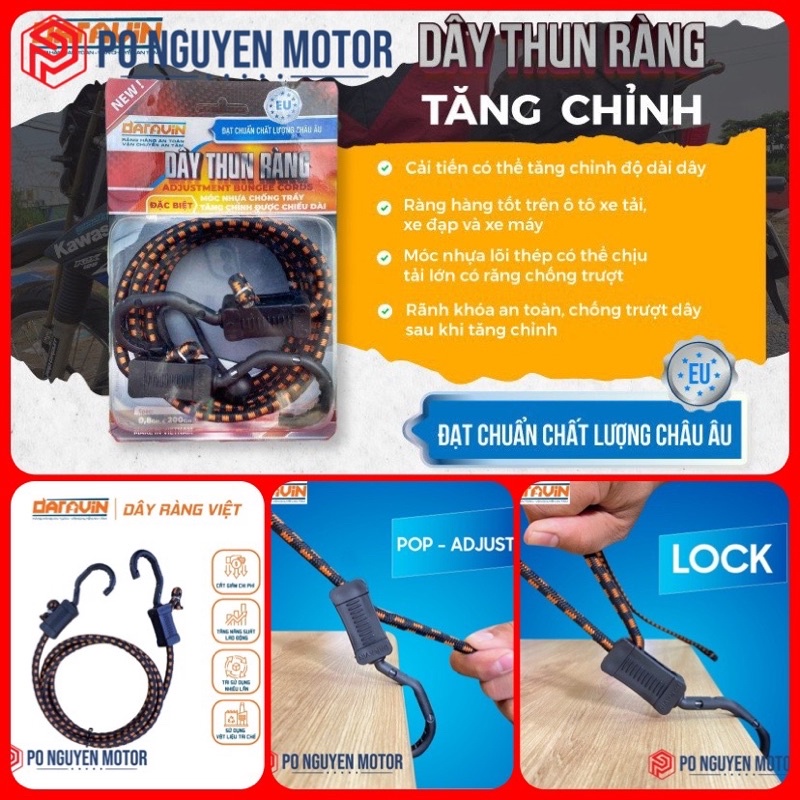 Dây thun ràng tăng chỉnh và móc nhựa lõi thép chống trầy