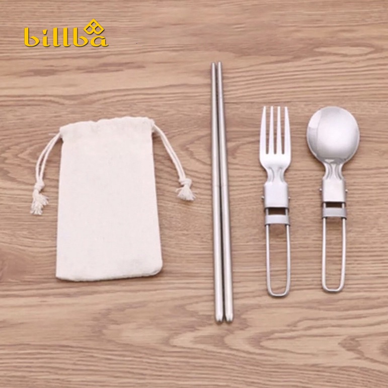 Bộ thìa dĩa đũa gấp gọn dành cho đi dã ngoại cắm trại ngoài trời hay đi phượt  BB4274 - Billba Camping