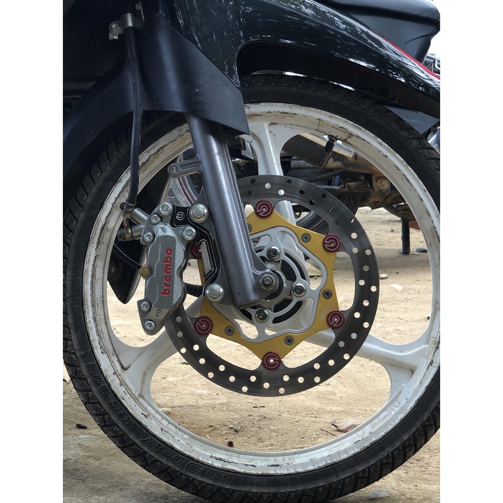 Pas bas trước Sirius đĩa 260/267mm xài heo 4 Pis Adelin lắp phuộc zin 2 line