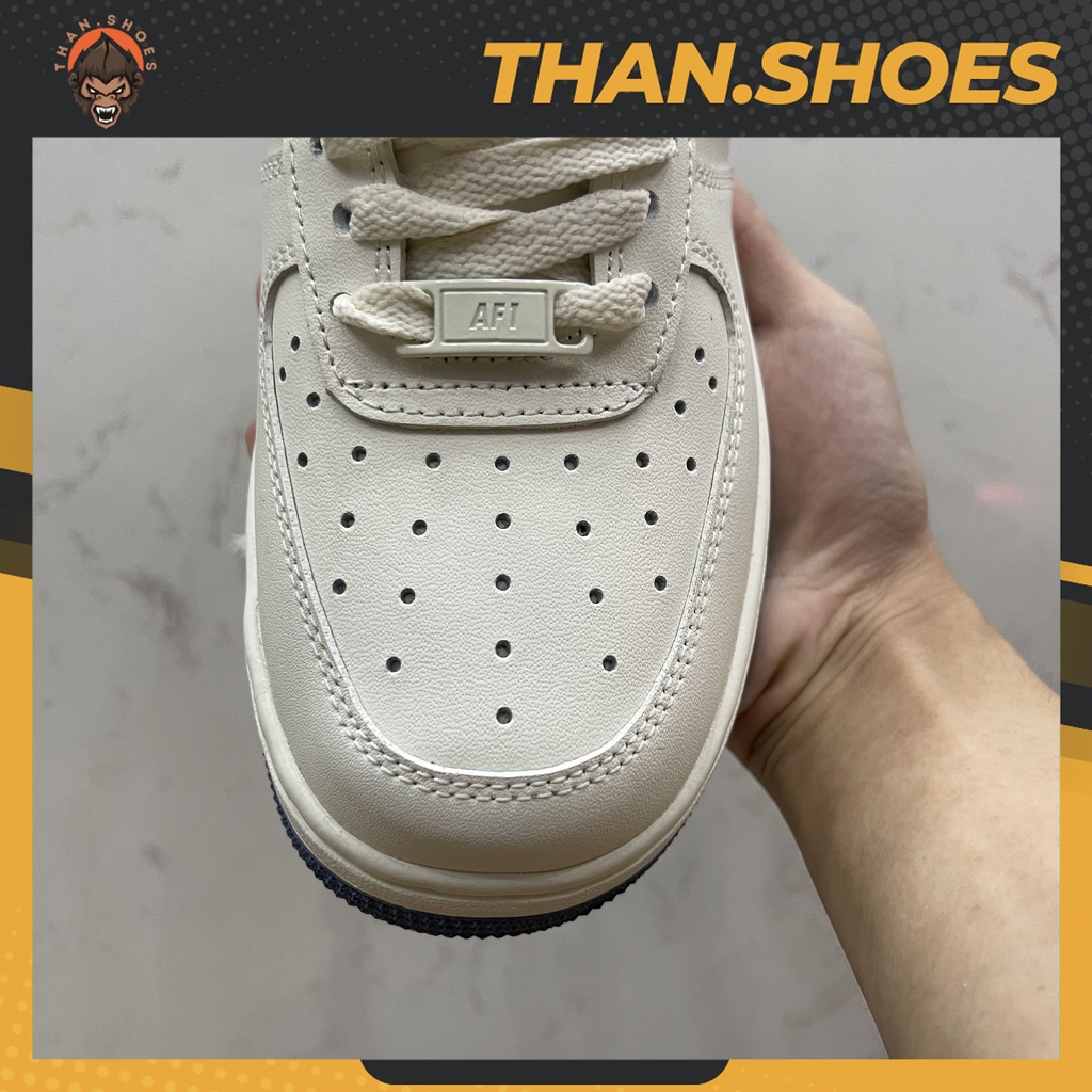Giày Air Force 1 Low 07 Cream White Navy Skate, AF1 Trắng Móc Xanh Đế Xanh - Than.Shoes