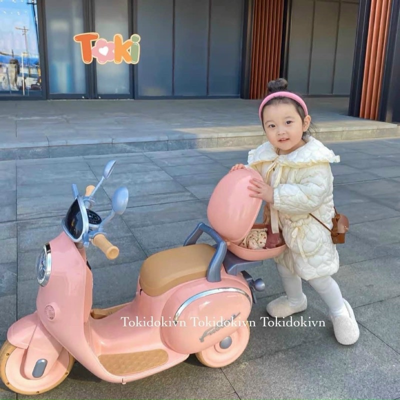 Xe Vespa điện cho bé mẫu mới 2023, xe cho bé có đèn, nhạc,mp3 Misa kids