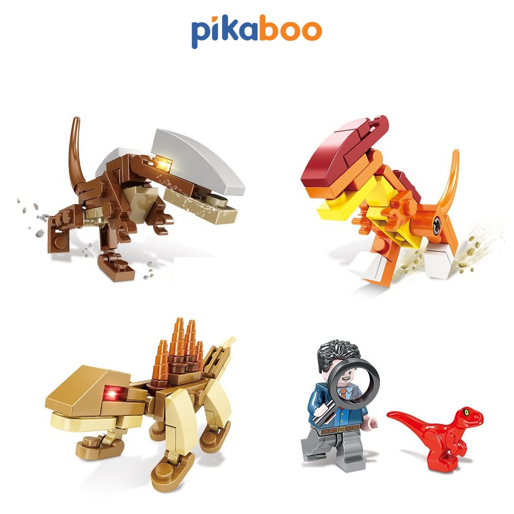 Đồ chơi lắp ráp khủng long 3D mini Pikaboo cho bé trai và bé gái thiết kế nhựa PP an toàn cho bé