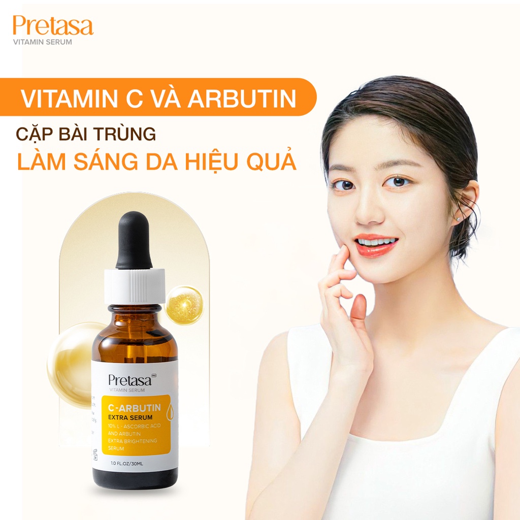 Pretasa Serum C – ARBUTIN - Serum hỗ trợ làm mờ thâm nám, sáng da