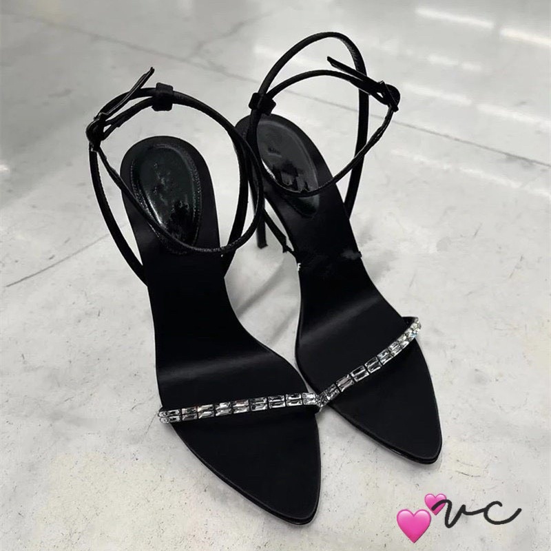 sandal y.s.l quai mảnh gót nhọn dây đá mới nhất 2023 kèm video tự quay