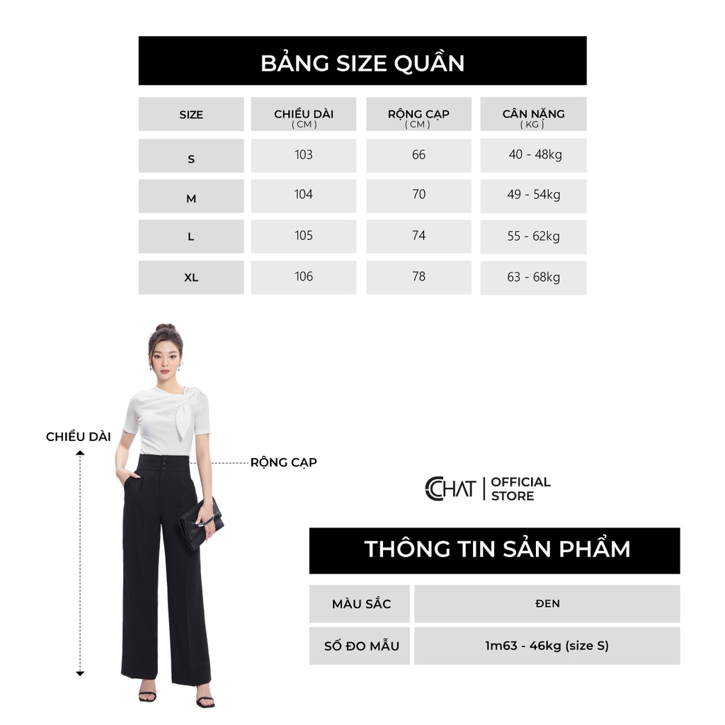 Quần Ống Rộng 𝐂𝐂𝐇𝐀𝐓 Kiểu Bản Cạp To 3 Cúc Chất Tuytsi Cao Cấp 53QDS2010ST