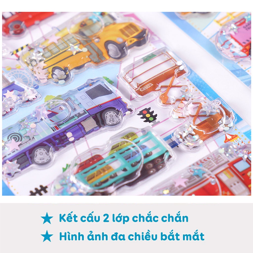 [QUÀ TẶNG] Set sticker hình dán cho bé Fesson, Sticker 3d ô tô máy bay trang trí sáng tạo