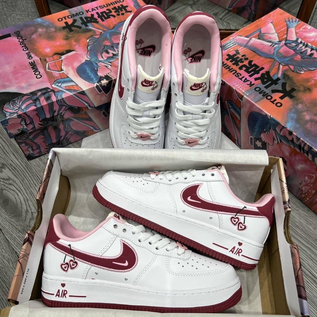 Giày Air Foce1 Low Valentine Day White Pink - AF1 Valentine Trắng Hồng 2023