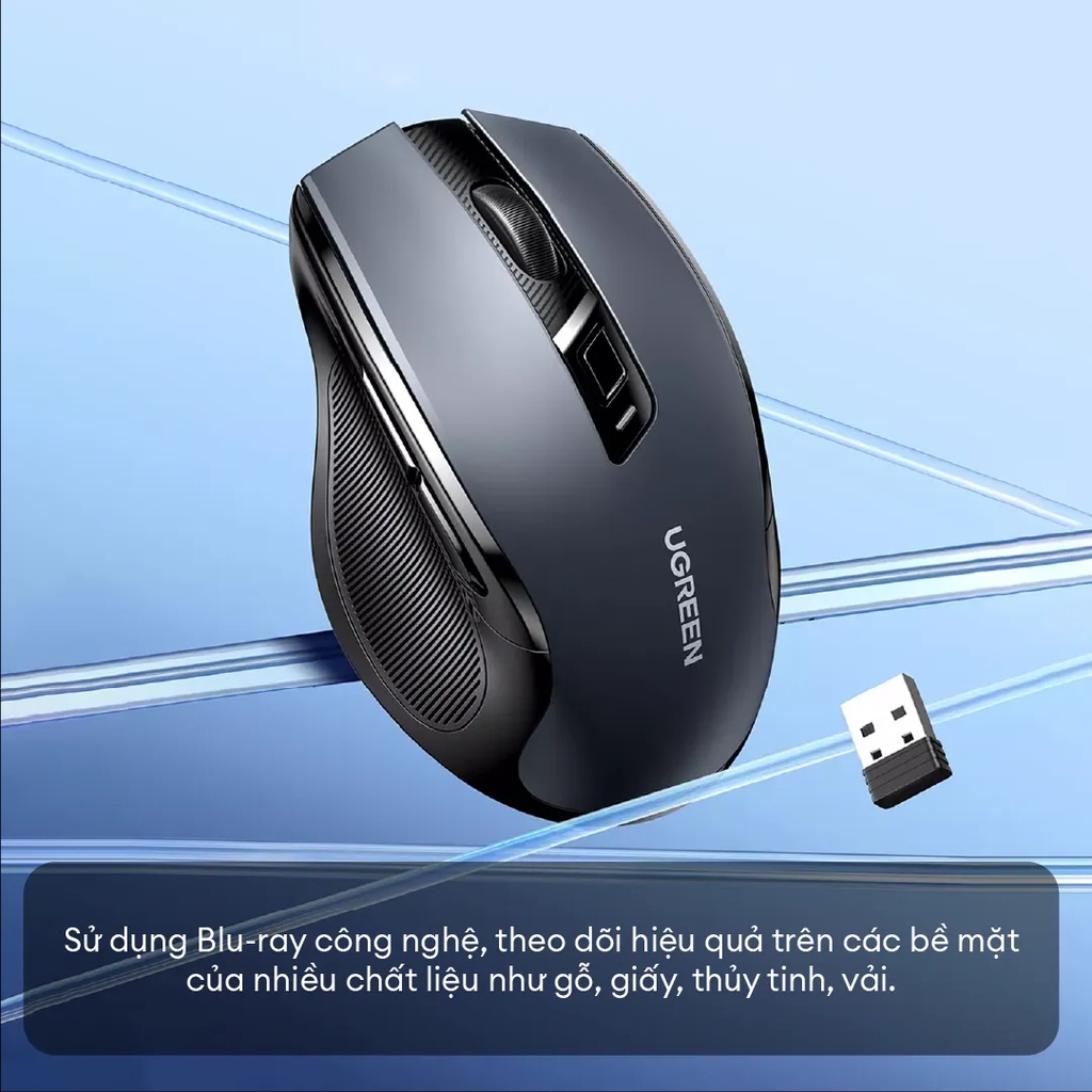 Chuột Vi Tính Không Dây Ugreen MU006 4000DPI 2.4Ghz Độ Nhạy Cao, Chính Xác, Tuổi Thọ Bấm Cao