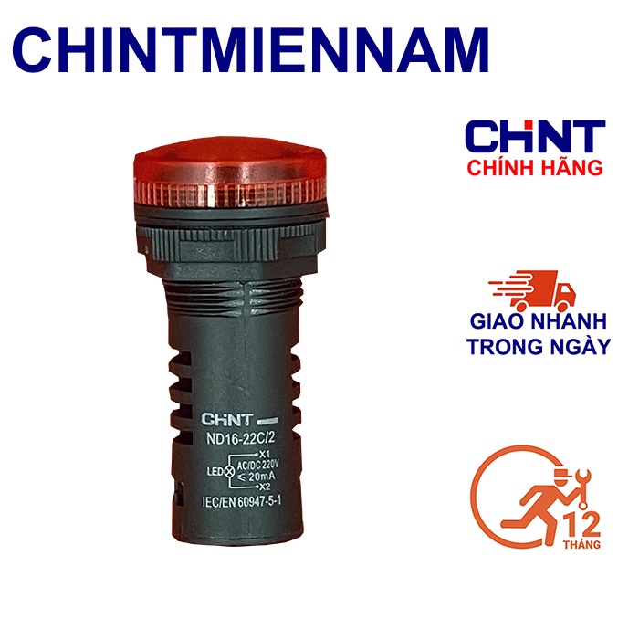 Đèn Báo Pha LED CHINT 220VAC Phi 22mm Đèn Báo Đỏ Xanh Vàng Chính Hãng