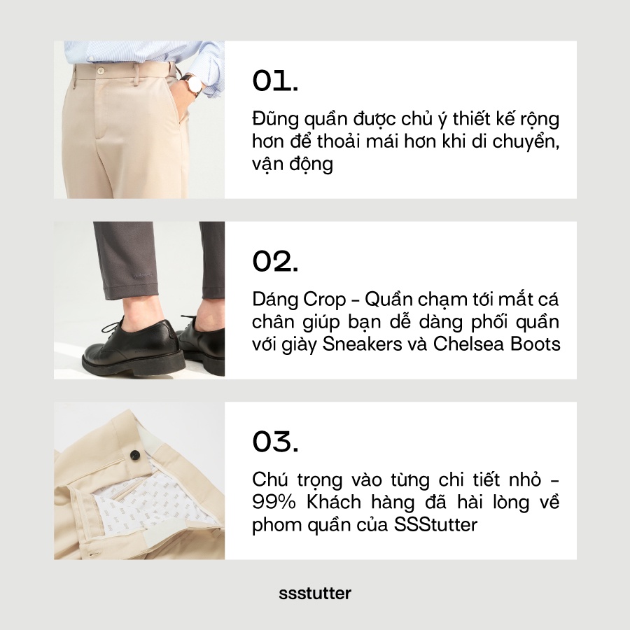 Quần âu ống suông thông minh cạp chun ẩn nam SSSTUTTER dáng crop tôn dáng thoải mái vận động trẻ trung công sở FIT PANTS