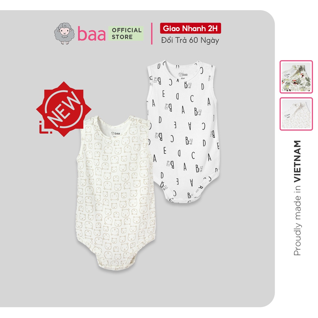 Bodysuit ba lỗ bé trai, bodychip sát nách, cộc tay cho bé sơ sinh từ 0 - 12 tháng - B-BN-BD06C-02