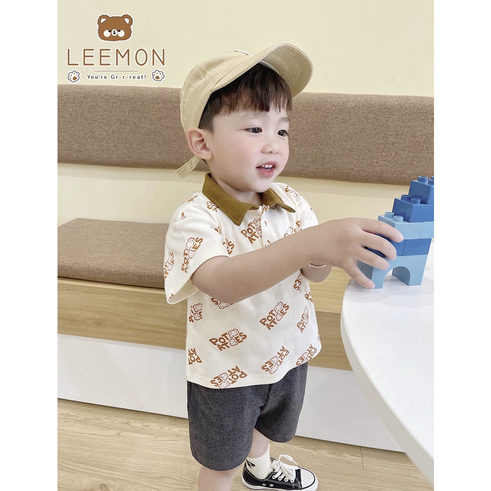 Bộ quần áo khoai tây cho bé trai Beemo,Chất liệu cotton siêu mềm mại,thấm hút mồ hôi,thiết kế áo cổ đức ngộ nghĩnh B289