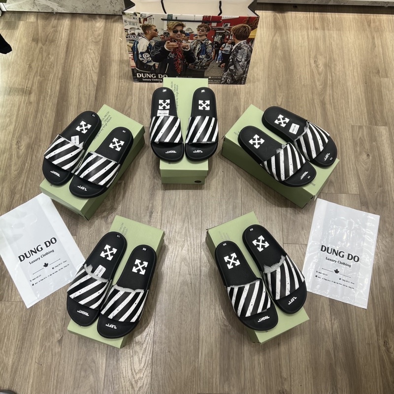 Dép lê off white quai da siêu nét - Dép nam quai da đỉnh cao có hộp kèm video