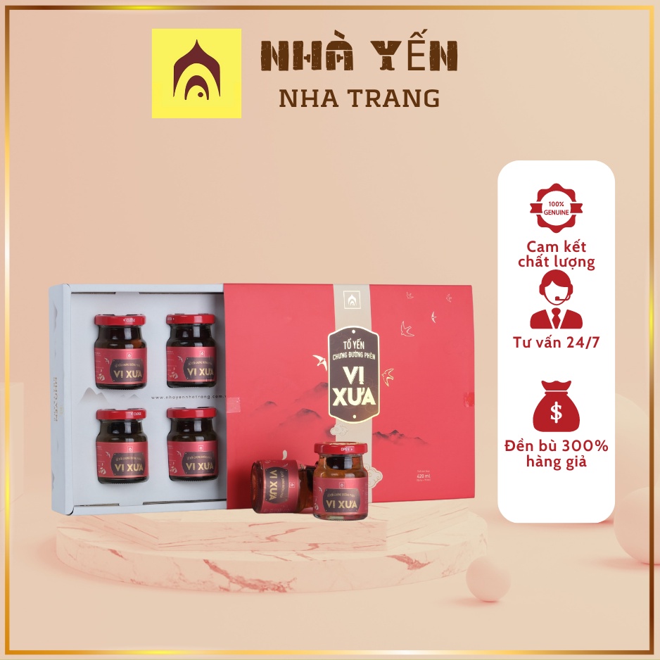 Tổ yến chưng đường phèn vị xưa hộp 6 lọ, Yến sào Nhà Yến Nha Trang cao cấp giúp tăng cường sức khoẻ