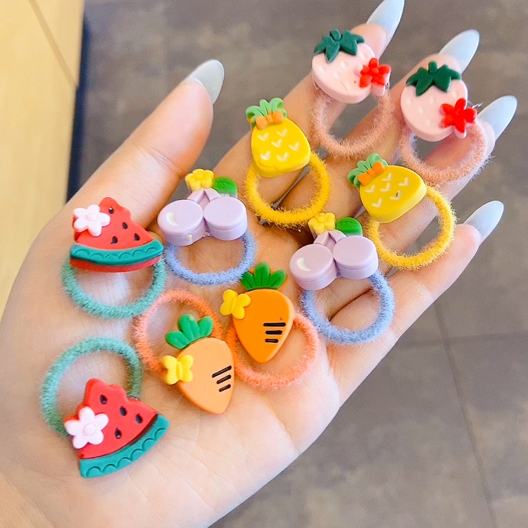Set 10 Chun Buộc Tóc Gấu Thỏ Hoa Cho Bé