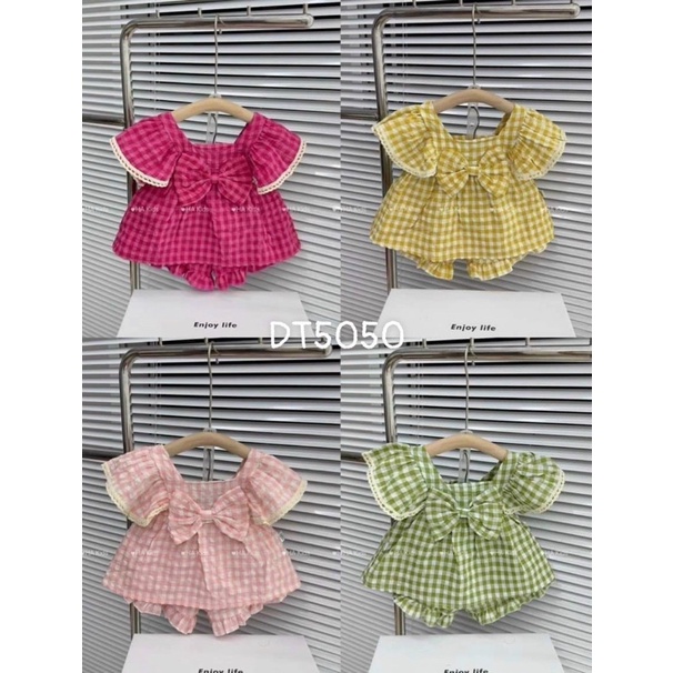 bg118- bộ xốp caro cánh tiên cho bé