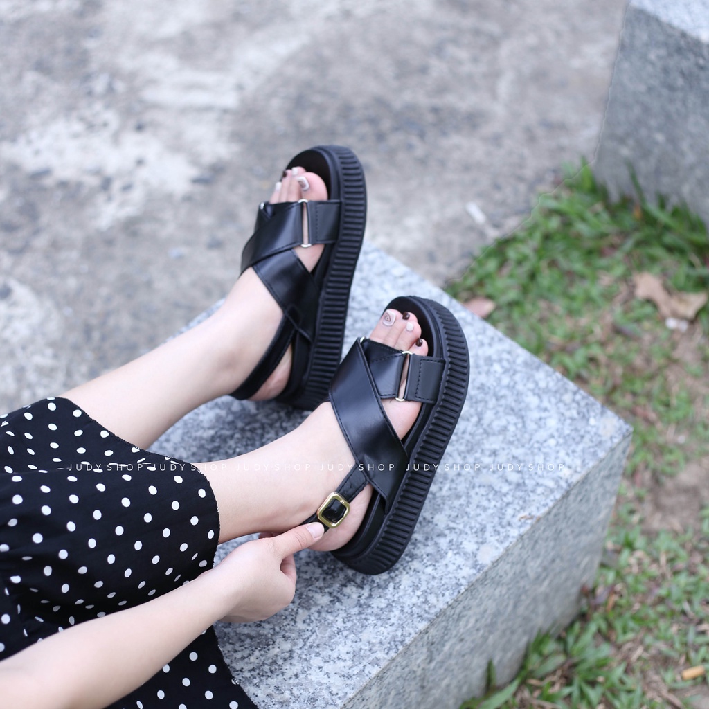 Giày Sandal Đế Bánh Mì Quai Chéo Đế Su Mềm Cao 4p QCCC