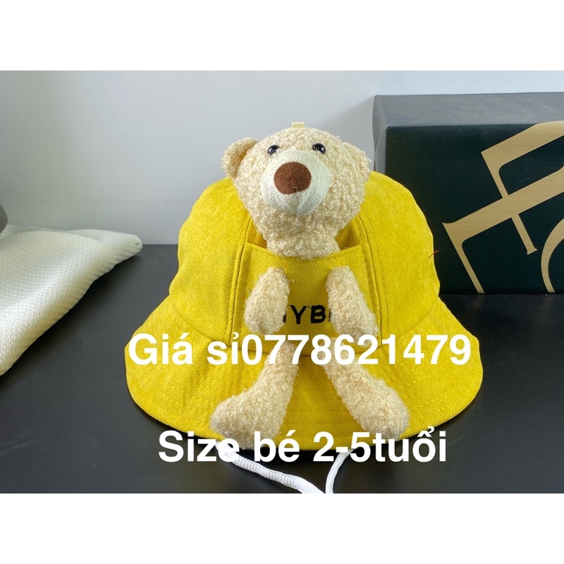 Nón bo dành cho bé 2 tuổi đến 5 tuổi - mũ tai bèo chất nhung con gấu thời trang trẻ