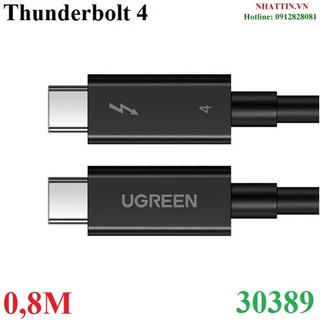 Cáp thunderbolt 4 dài 0,8m xuất hình ảnh 8k@60hz, truyền dữ liệu 40gbps, sạc pd 100w ugreen 30389