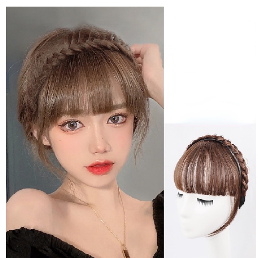 Băng đô bím tóc cài tóc giả  có mái siêu đẹp dể thương đáng yêu cho nữ